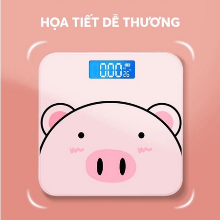 Cân điện tử sức khỏe hình lợn hồng - Cân điện tử gia đình mini tiện lợi, bền đẹp, độ chính xác cao- Bảo hành 12 tháng