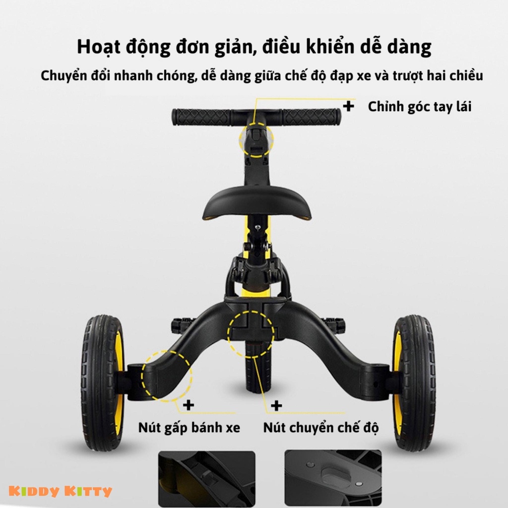 Xe đạp đa năng 5 trong 1 cho bé 1-6 tuổi kết hợp xe đạp 3 bánh, xe đẩy cho bé và xe chòi chân thăng bằng - MK23011