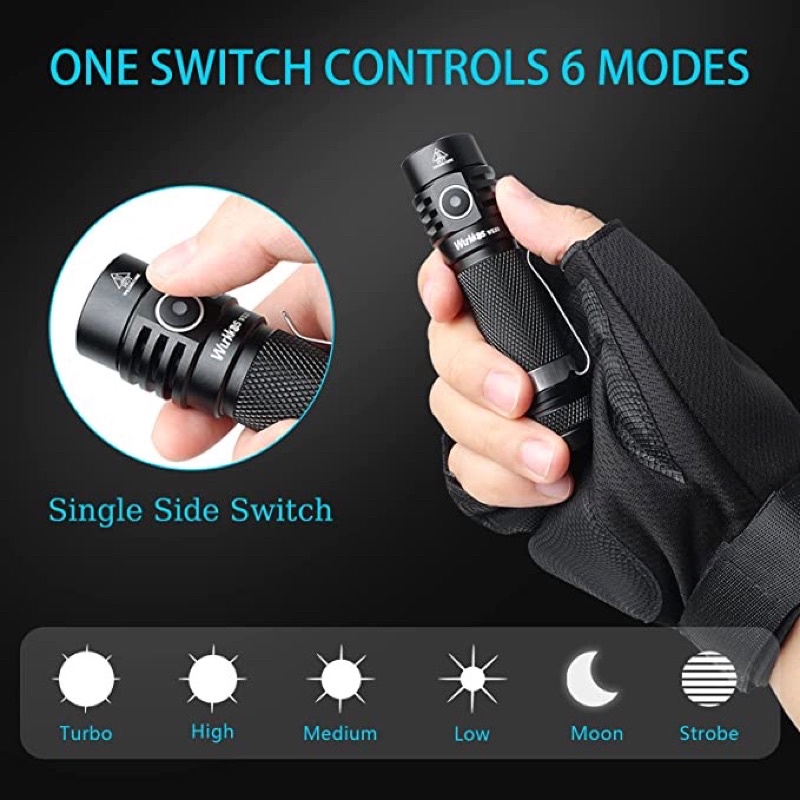 Đèn pin Wurkkos WK03, LED SST40 siêu sáng siêu nhỏ gọn 1800lumen sử dụng pin 18650 sạc lại được