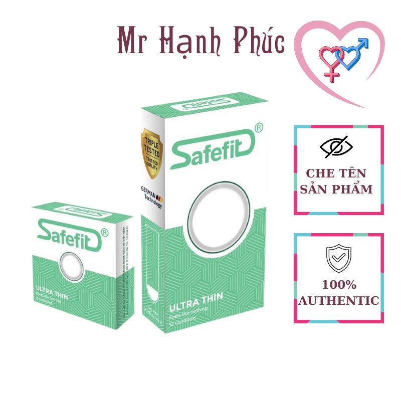 Bao cao su Safefit Ultra Thin siêu mỏng chống tuột tạo cảm giác chân thật khi yêu Mr Hạnh Phúc