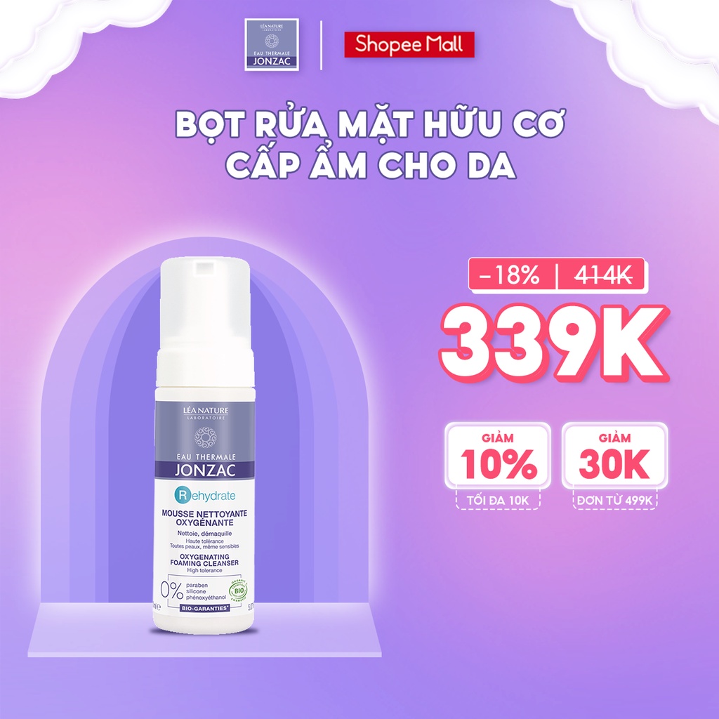 Sữa Rửa Mặt Hữu Cơ Dạng Bọt Eau Thermale Jonzac Rehydrate Oxygenating Foaming Cleanser 150ml