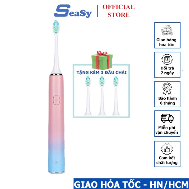 Bàn chải đánh răng điện công nghệ siêu âm SeaSy X7 Pro 5 chế độ chải sạch mảng bám, bảo vệ nướu