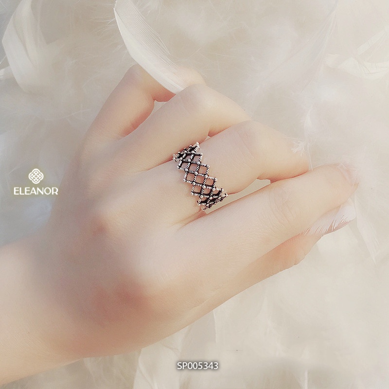 Nhẫn nữ hở bạc 925 Eleanor Accessories thiết kế lưới hình thoi phụ kiện trang sức 5343