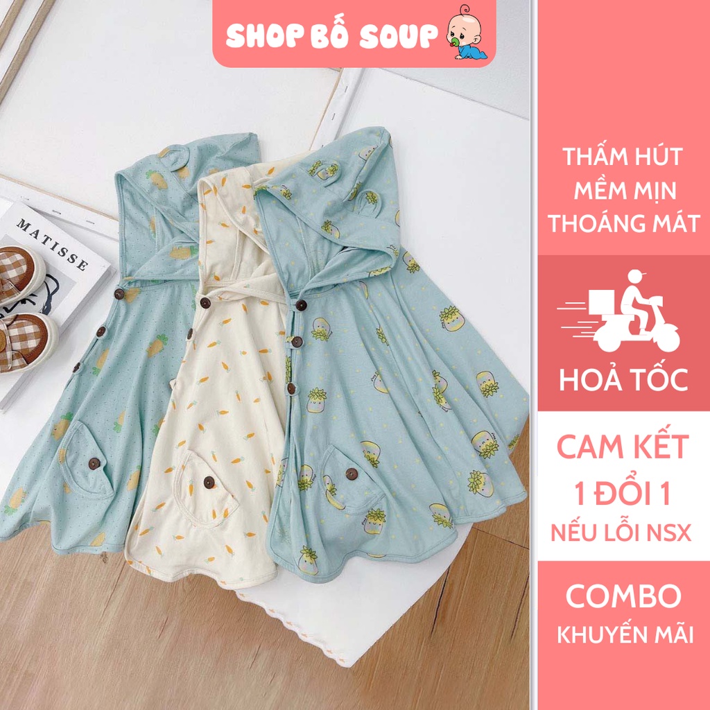 Áo choàng chống nắng, giữ ấm kiểu cánh dơi cho bé trai, bé gái từ 0-6 tuổi chất liệu cotton mềm mịn