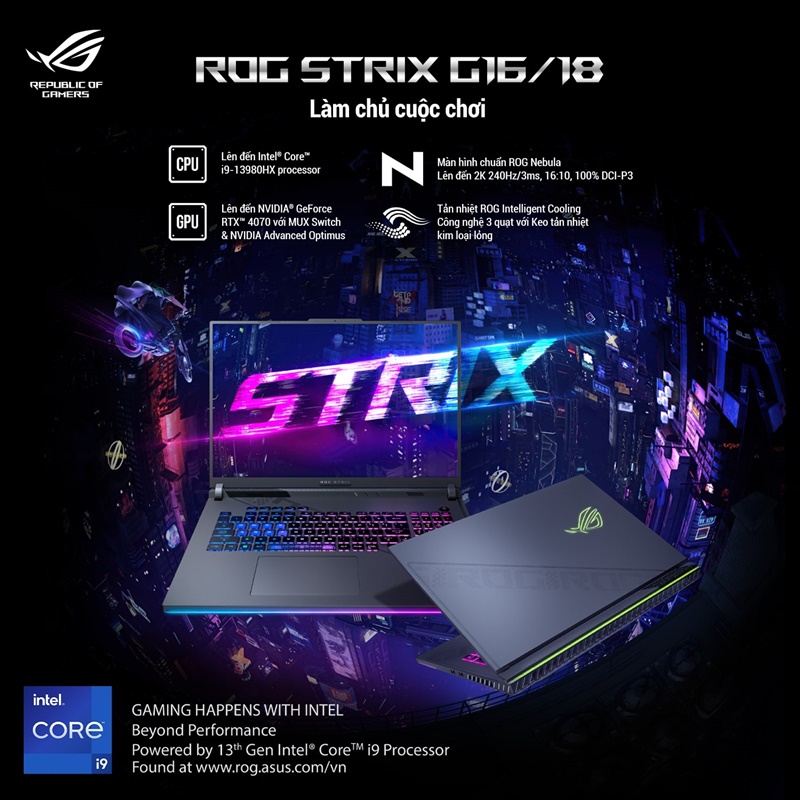 Laptop Asus ROG Strix G16 G614JU-N3135W (Intel® Core™ i5-13450HX | RTX 4050 6GB)