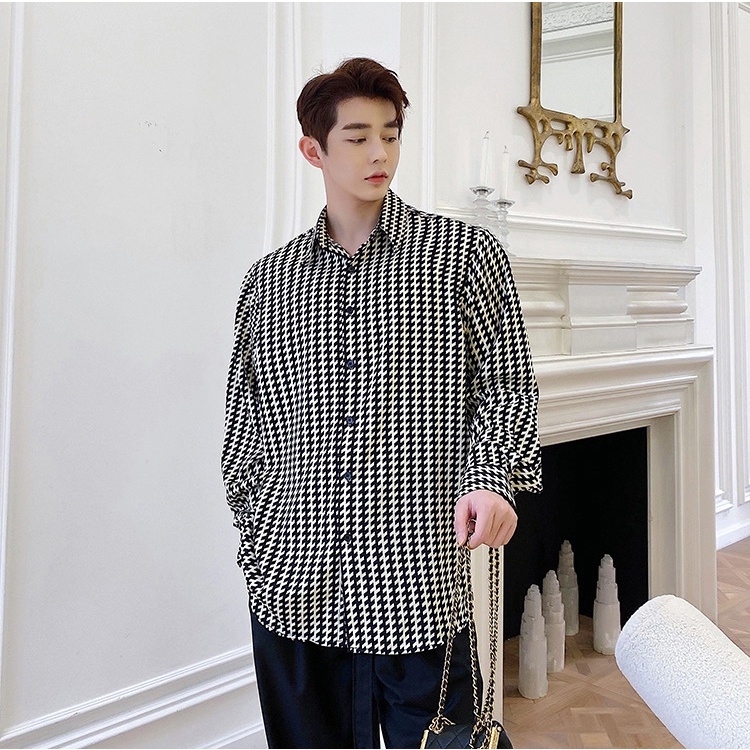 Sơ Mi Dài Tay Chất Liệu Lụa Hàn Dành Cho Nam, Phong Cách Trẻ Trung Năng Động