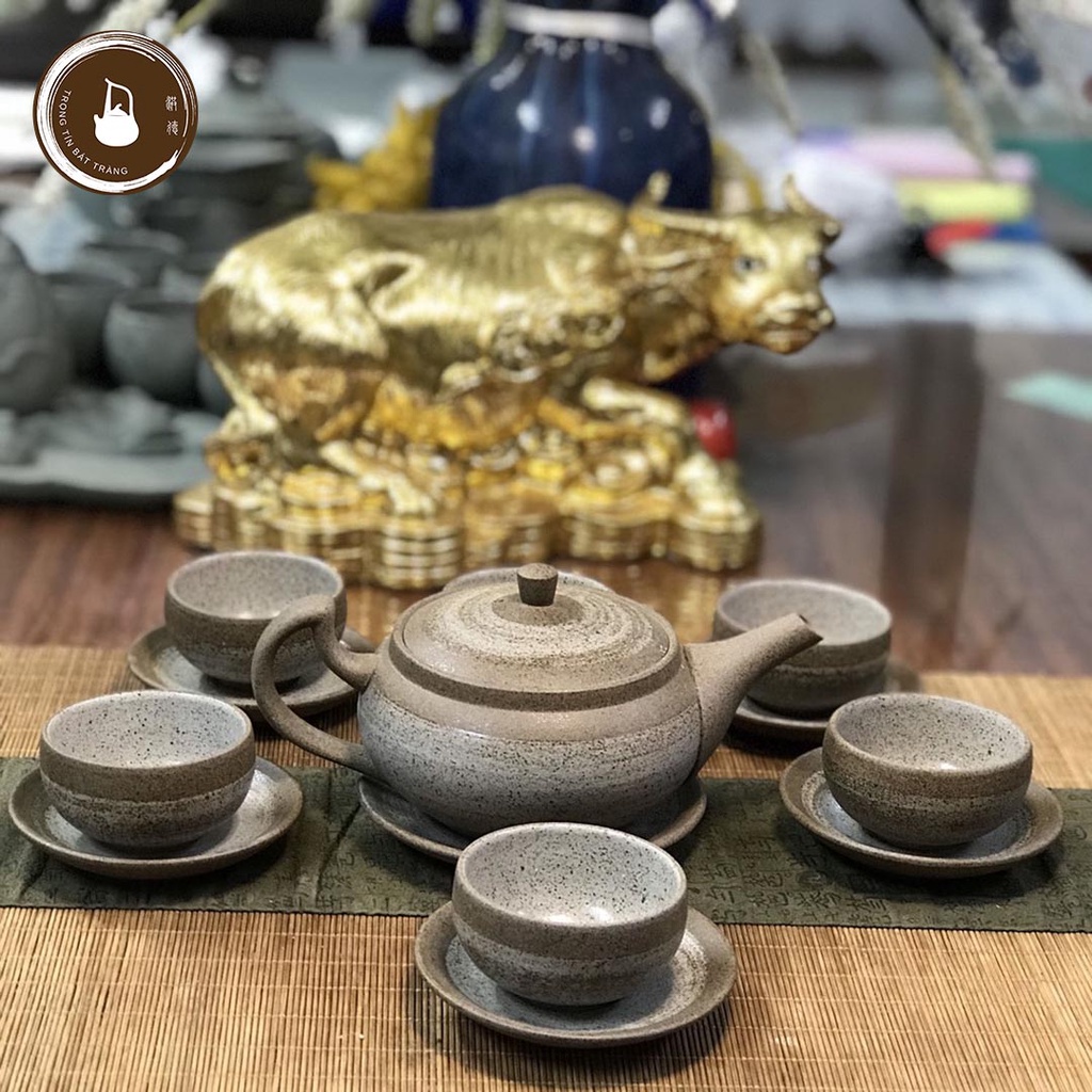 Bộ Ấm Chén Trà Đạo Gốm Hồng Sa Bát Tràng Tánh Không Dáng Thủy Bình Dung Tích 330ml (Bộ Ấm Chén) AHS 34