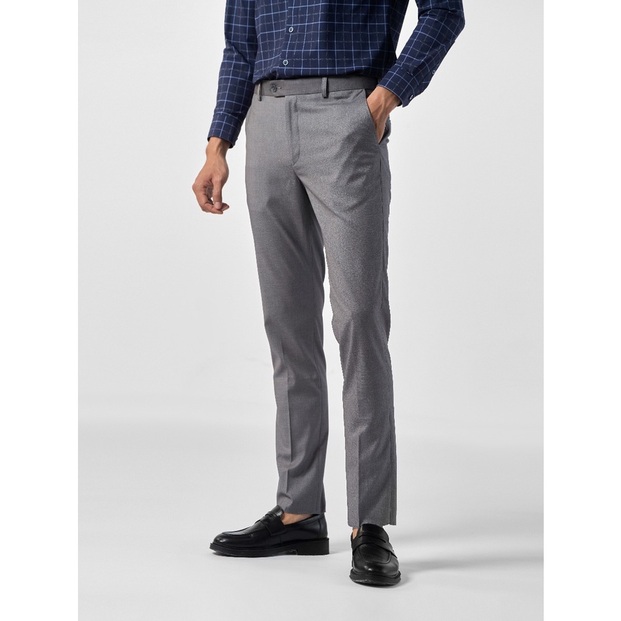 Quần âu owen màu ghi dobby chìm slim fit tăng đơ 2 cạp QST231268