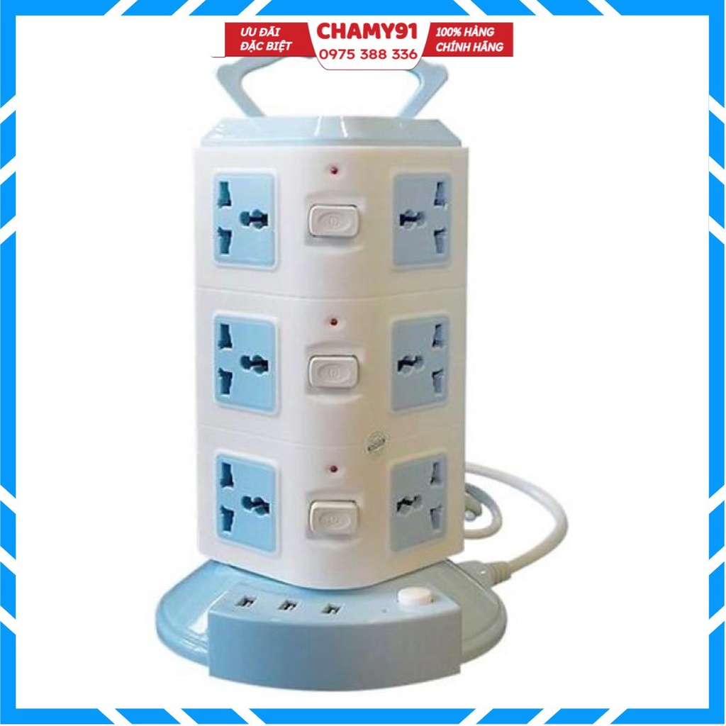 Ổ Điện Thông Minh Dây Dài 2 Mét 2 Tầng, 3 Tầng, 4 Tầng, 5 Tầng 3 Chấu Đa Năng, Ổ Cắm Điện Có Cổng Sạc USB Chính Hãng