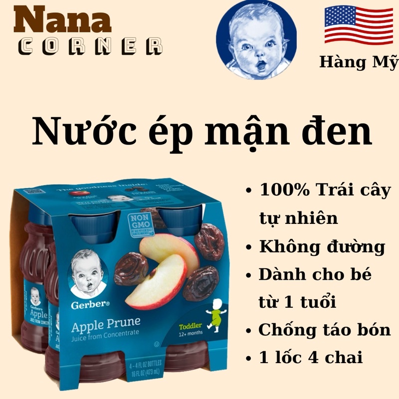 Nước Ép Mận Đen Hữu Cơ Gerber dành cho bé từ 1 tuổi trở lên date 12/2023