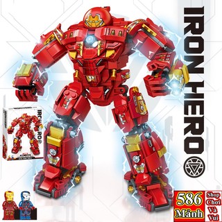 Bộ đồ chơi xếp hình mô hình robot người sắt, lắp ráp mô hình iron man, robot hulkbuster