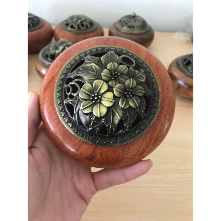 Lư xông trầm hương gỗ nắp hoa mai cao cấp , đồ thờ cúng, lư xông phong thuỷ
