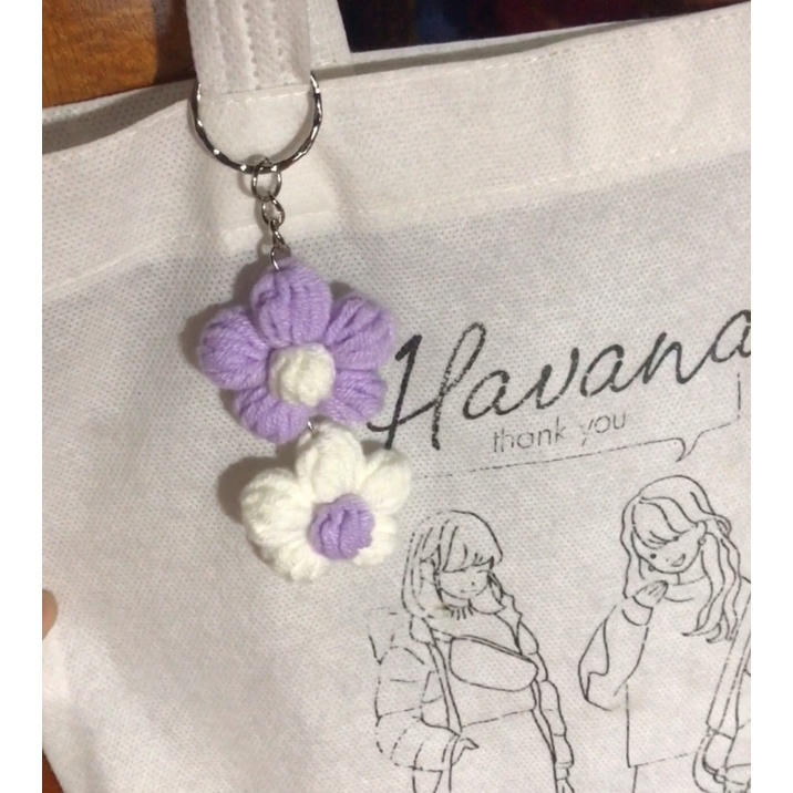 Móc khoá hoa len handmade phối màu xinh xắn