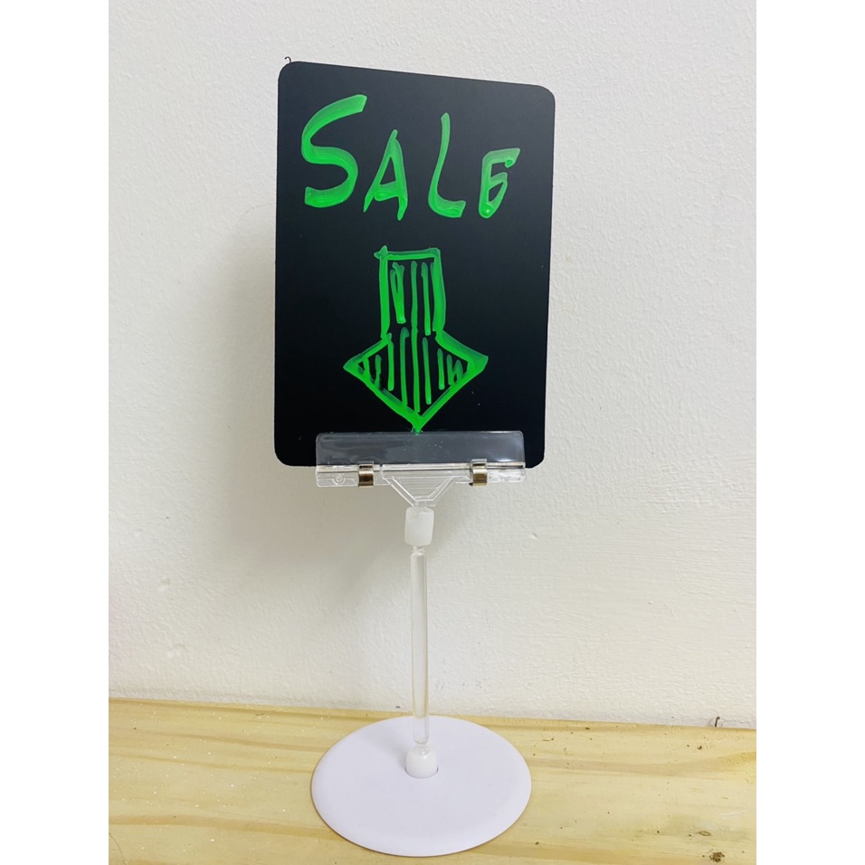 Bộ Wobbler để bàn và bảng nhựa đen viết xóa đc chuyên dùng tại cái điểm bán hàng như siêu thị, cửa hàng, shop thời trang