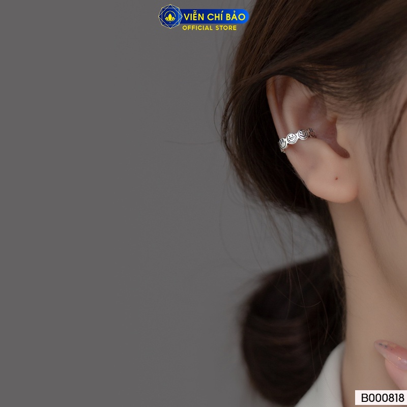 Bông tai bạc nữ mặt cười kẹp vành (chiếc) chất liệu bạc Thái 925 thời trang phụ kiện trang sức Viễn Chí Bảo B000818