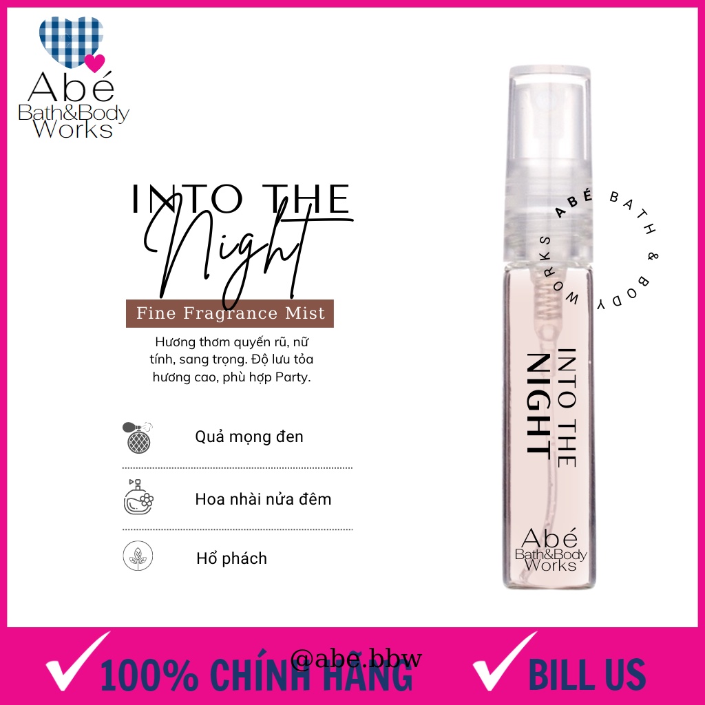 Xịt thơm toàn thân body mist BATH AND BODY WORKS chính hãng, body mist chiết 5ml.