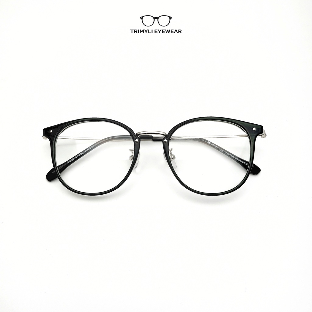 Gọng kính kim loại nhựa thời trang trẻ trung màu xanh Trimyli Eyewear 01260