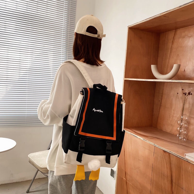 Balo hình dáng mông vịt vải Canvas kiểu dáng dễ thương dùng đi chơi đi học