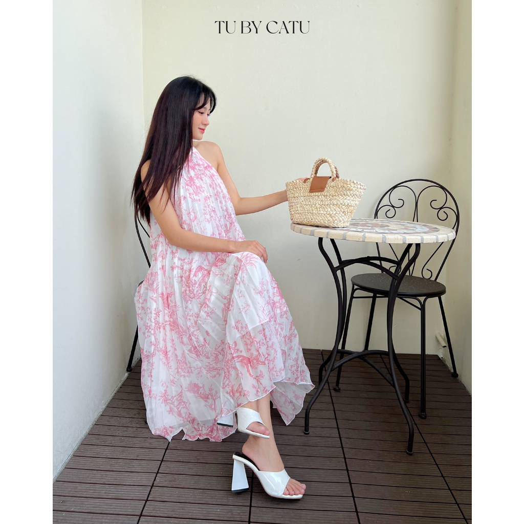 TUBYCATU | Đầm xếp ly floral pink dress (Limited)