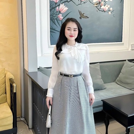 Áo sơ mi nữ cổ Nơ MÃ M405 tay dài phong cách thời trang công sở 2023