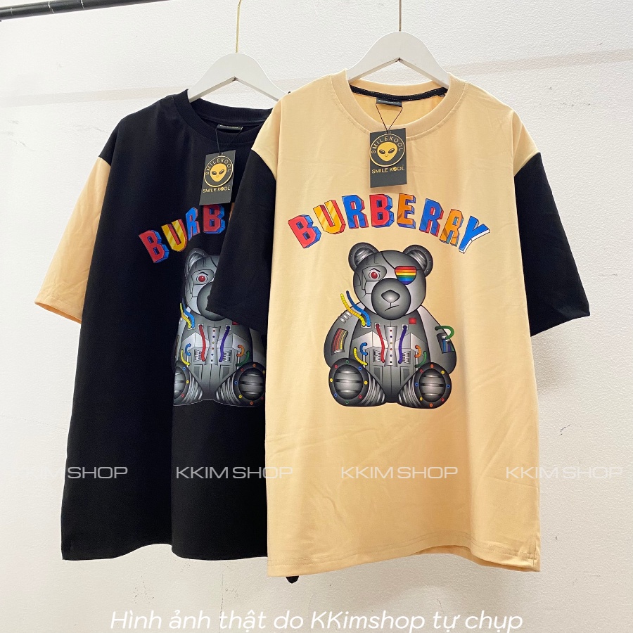 Áo Thun Tay Lỡ GẤU BURBERRY Phối Màu ,Form rộng oversize, áo phông GẤU BURBERRY, unisex nam nữ, chất liệu Cotton