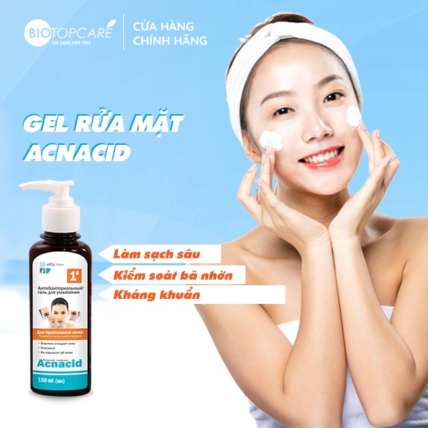 Gel rửa mặt kháng khuẩn Elfa Pharm Acnacid dành cho da mụn 150ml - Date 9/2023