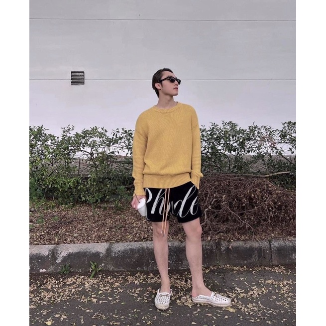 ⚡️[Hight Quality] Hàng Có Sẵn!! Short Rhude New Knit Logo-Quần Đùi Rhude Chất Liệu Dệt Kim Mỏng Rất Mượt Không Xù
