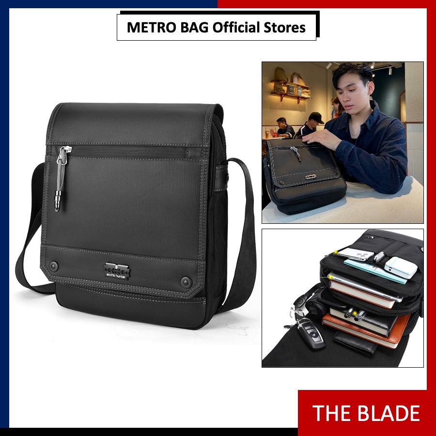 The Blade - Túi đeo chéo nam 13 ngăn, Ipad 11 inch, chống nước, dạng hộp đi làm công sở, đi học