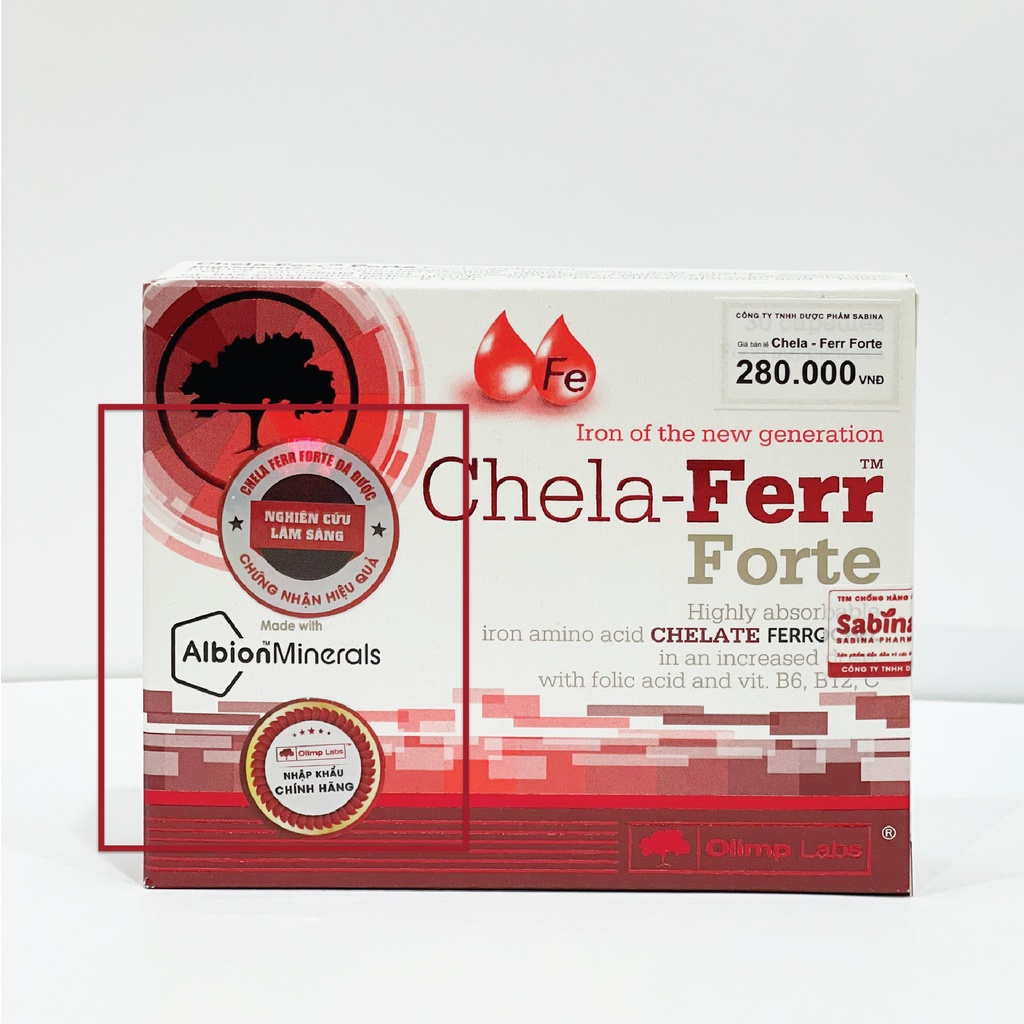 2 Hộp sắt Chela-Ferr® Forte (28mg sắt)- Olimp labs – Viên sắt bà bầu, hỗ trợ cải thiện thiếu máu 11,4g