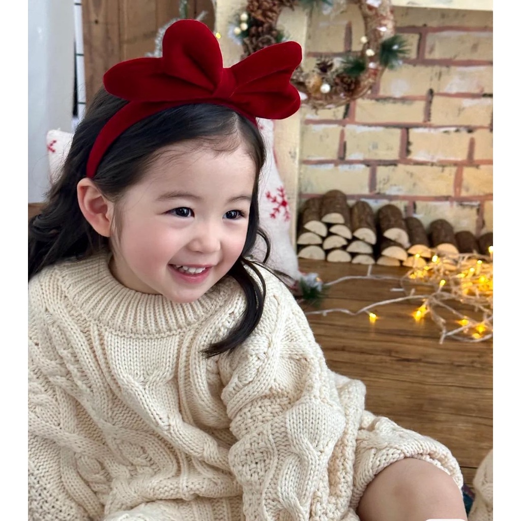 LOẠI ĐẸP Bờm Nhung Đỏ style Hàn Quốc cho bé siêu xinh BOM105