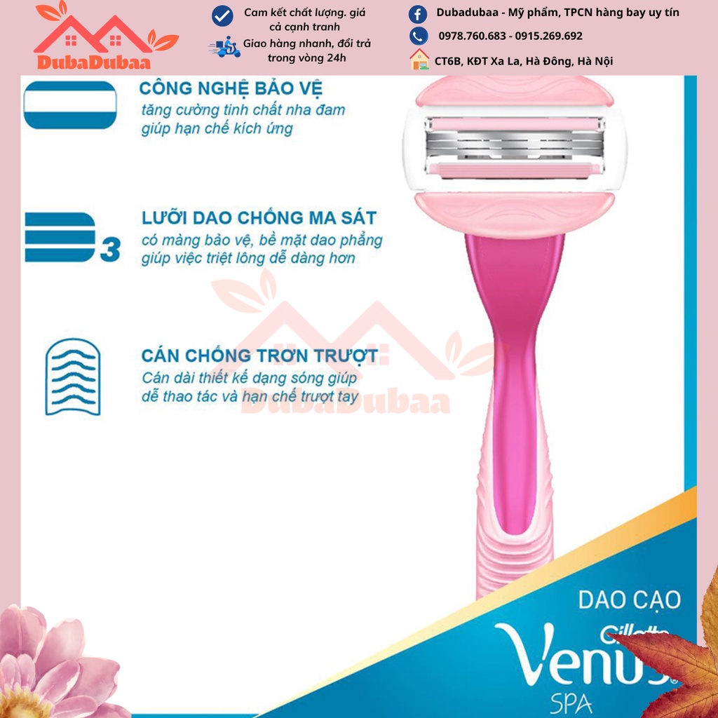 [Có che tên- tách lẻ] Bộ 2 dao cạo cho nữ có đầu bơ gillette Venus comfortglide white tea venus spa 3 blades