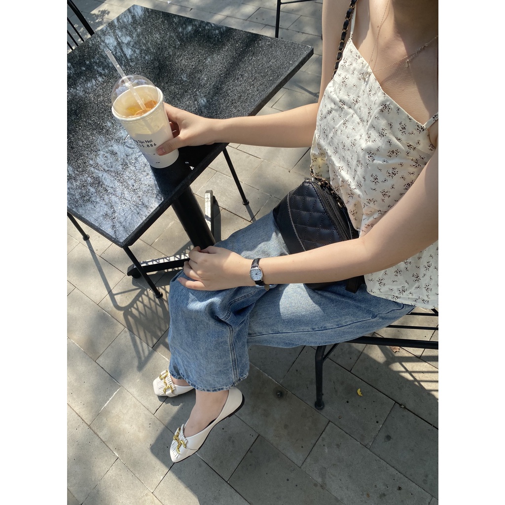 GIÀY BÚP BÊ MŨI VUÔNG QUAI XÍCH PHỐI TUA QUẢNG CHÂU CAO CẤP