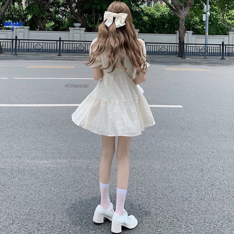 Váy babydoll dáng xòe tay bồng cách điệu siêu xinh 2023