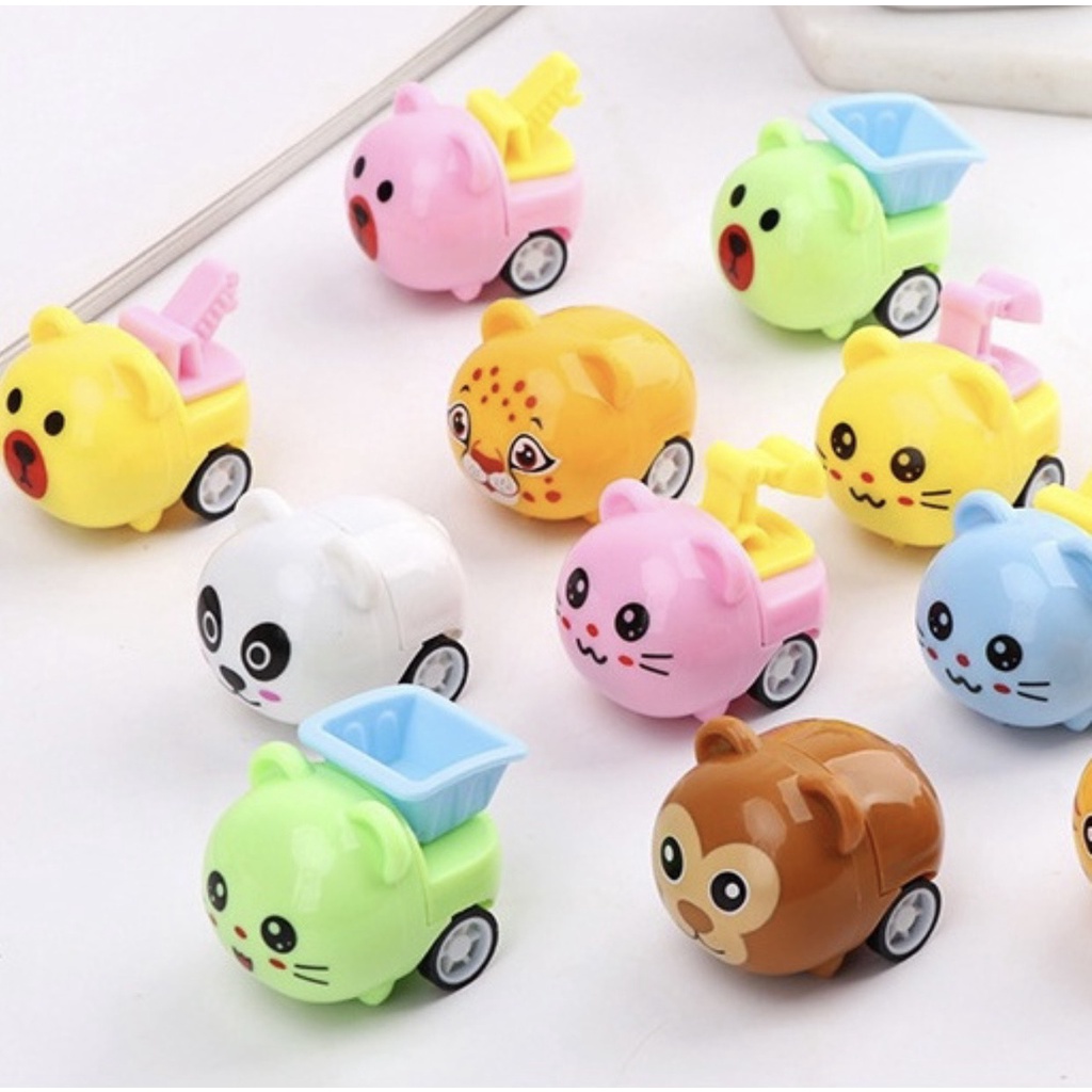 Đồ Chơi Mẫu Xe Hoạt Hình Và Công Trường Cho Bé, Xe Mini Chạy Đà Dễ Thương.