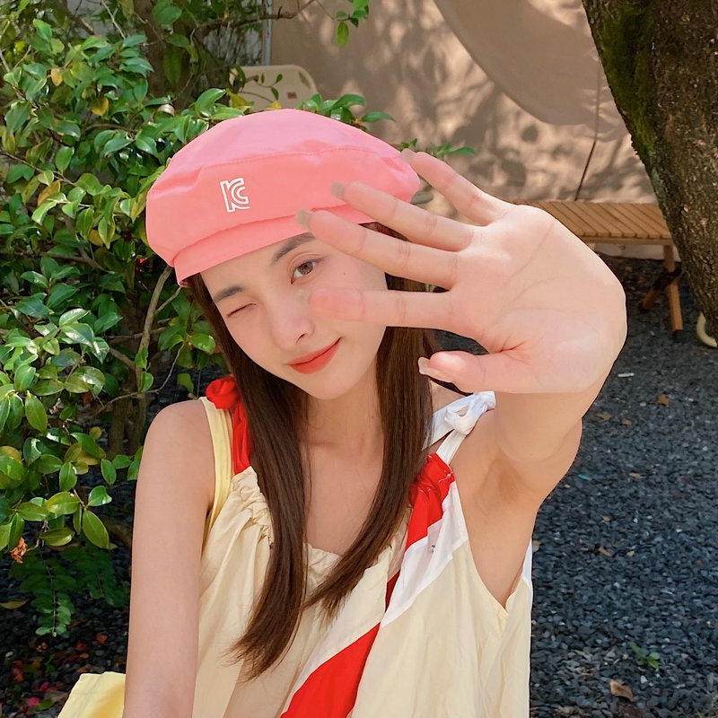 Mộc®Mũ beret gió thêu chữ mềm mại nữ tính dễ thương phong cách Hàn