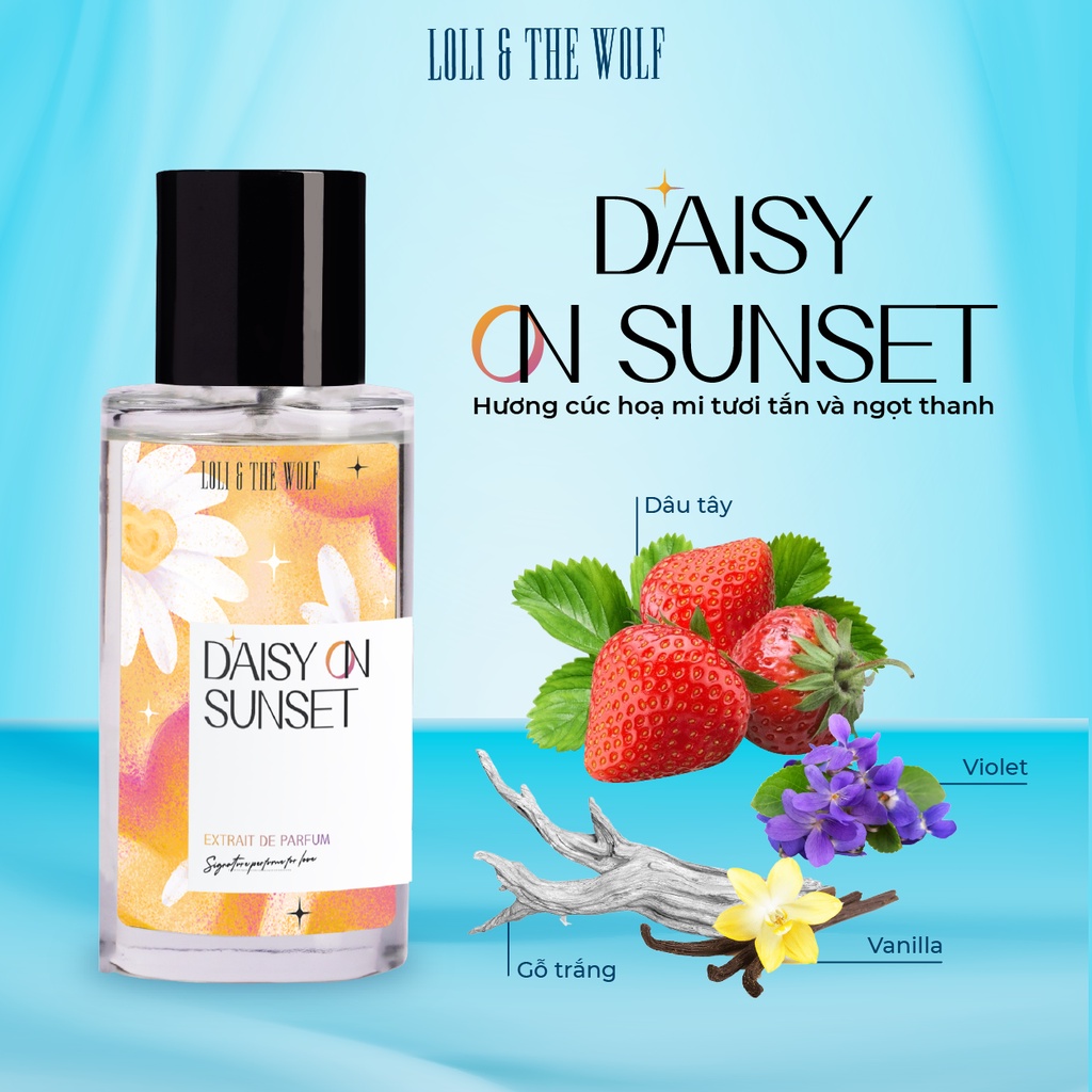 Nước Hoa Nữ Loli & The Wolf On DAISY ON SUNSET Thơm Lâu Hương Thơm Trong Trẻo Ngọt Ngào Chai 10ml/ 50ml