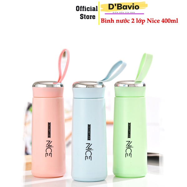 Bình đựng nước NICE thủy tinh có 2 lớp chịu nhiệt nóng lạnh dung tích 400ml - Shop Dbavio