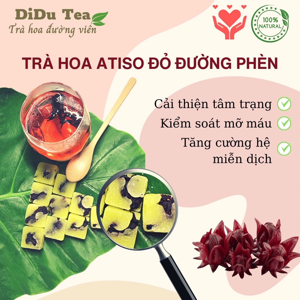 Trà atiso đỏ đường phèn Didu Tea 1 túi 500gr gồm 24 viên