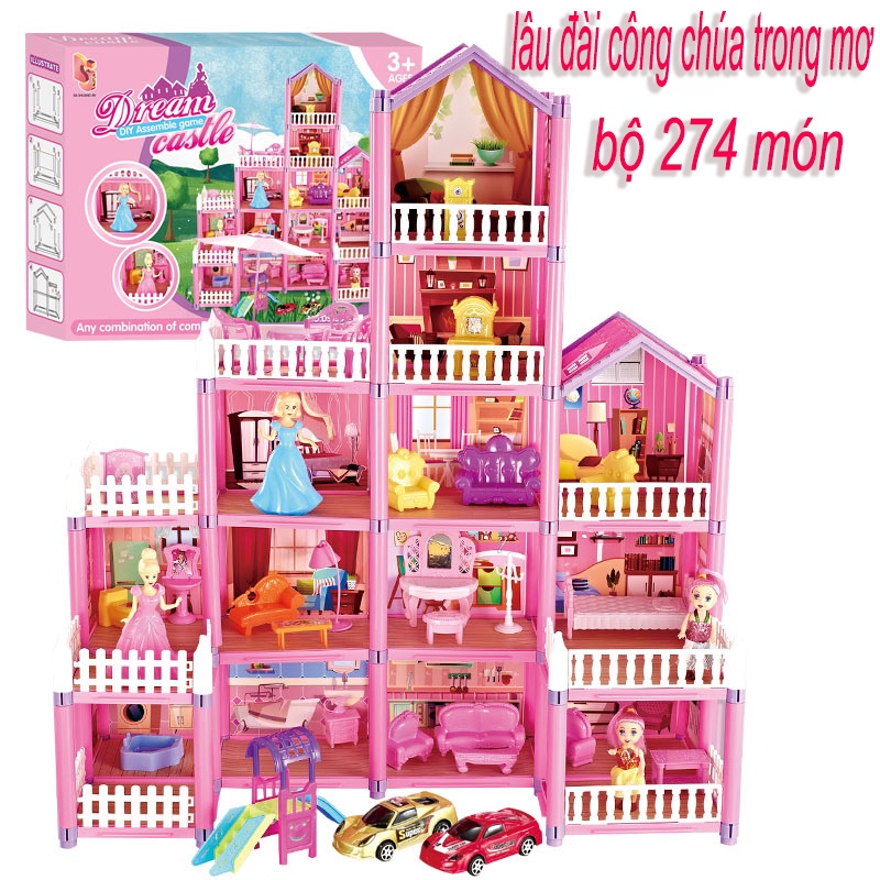 Đồ chơi nhà búp bê trẻ em, lắp ráp lâu đài công chúa ngoại cỡ, nhà búp bê Nhật Bản, món quà sinh nhật bé gái yêu thích