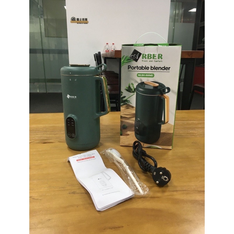 Máy làm sữa hạt mini đa năng ARBER MLSH4WMĐ dung tích 350ml màu đỏ - Bảo hành 12 tháng