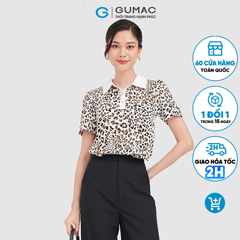 Áo da beo bâu phối GUMAC LA0923