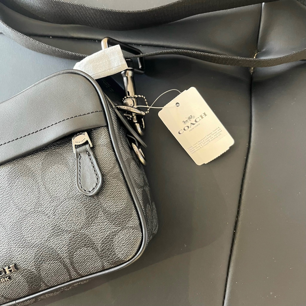 *CHÍNH HÃNG* Túi đeo chéo COACH GRAHAM CROSSBODY IN SIGNATURE CANVAS MÀU ĐEN XÁM - CODE: C4149