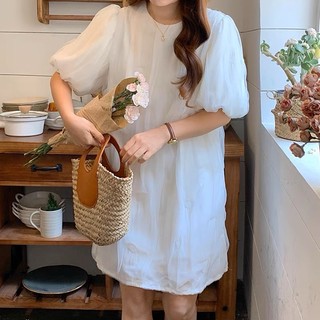 Đầm suông SEEU cổ tròn cho nữ ngắn tay dáng ngắn
