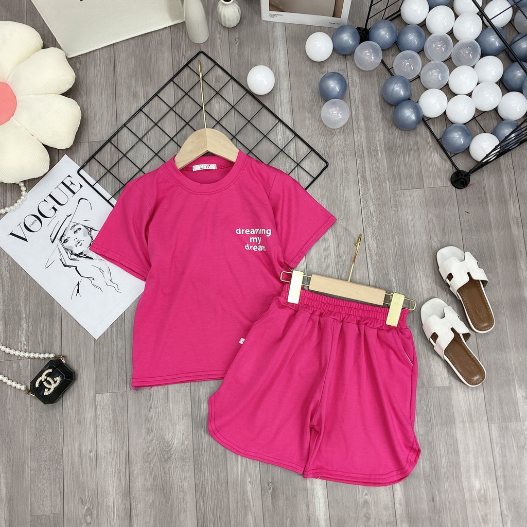 Bộ quần áo thun hè "DREAMING" 18-48kg cho bé gái 4-14 tuổi. Thiết kế đẹp - Hàng may kỹ. STG53