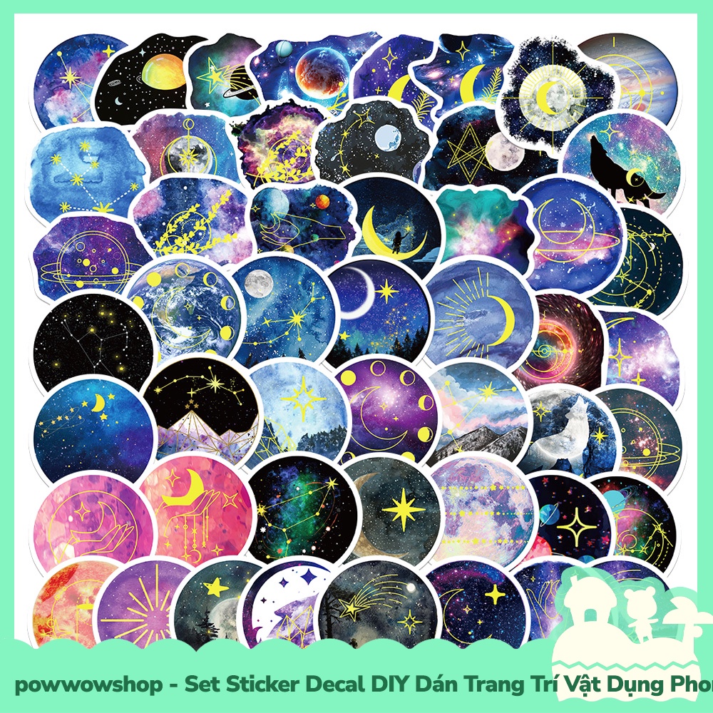 [Sẵn VN - Hỏa Tốc] Set Bộ 20/22/25/50/60 Miếng Sticker DIY Chống Thấm Nước Dán Trang Trí Vật Dụng Chủ Đề Yoga, Horoscope