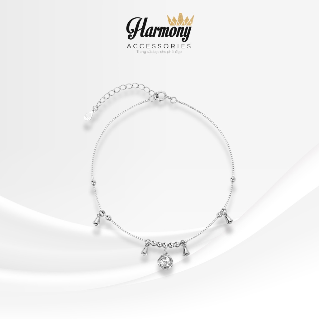 Lắc vòng chân nữ bạc 925 cao cấp hình chuông gió đính hạt bi tròn Laura | HARMONY ACCESSORIES LC17