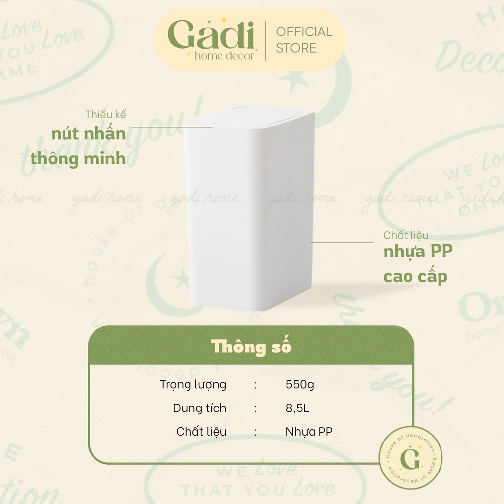 Thùng Đựng Rác Cao Cấp 1 Chạm Gadi Home – Thùng Rác Trang Trí Trong Nhà | TOWERBIN