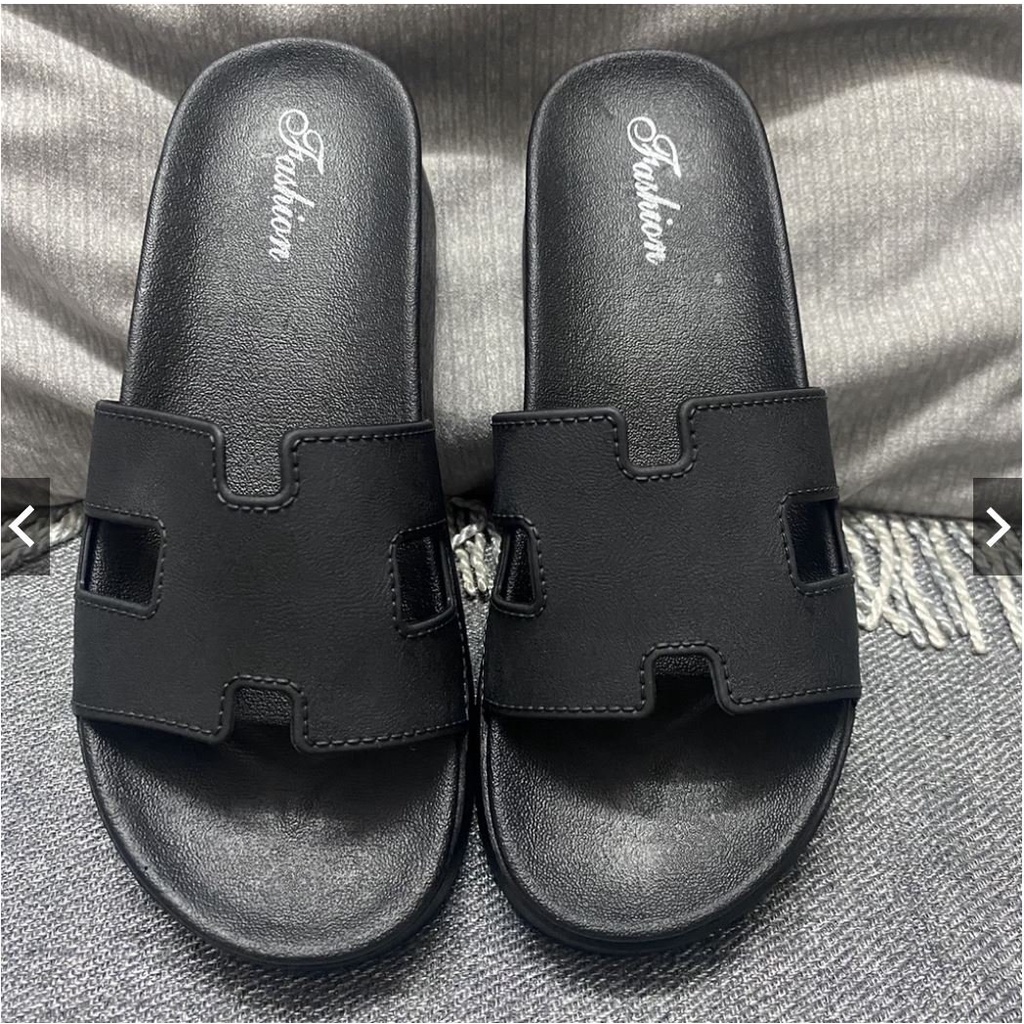 Dép Quai Ngang Nữ Chứ H Đế Bánh Mì Cao 4cm