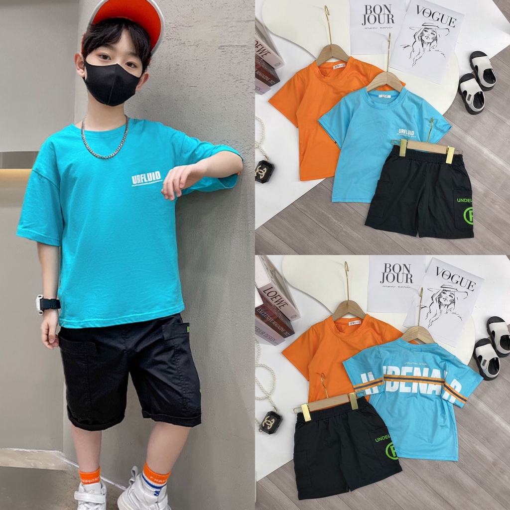 Bộ quần áo hè "LUID" 13-48kg cho bé trai 4-14 tuổi. Năng động - Thấm hút mồ hôi. Hàng may kỹ. B54