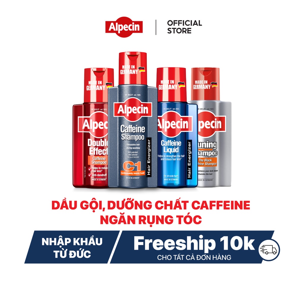 Bộ dầu gội nước hoa và dưỡng chất Caffeine Alpecin ngăn rụng tóc kích thích mọc tóc, sạch gàu